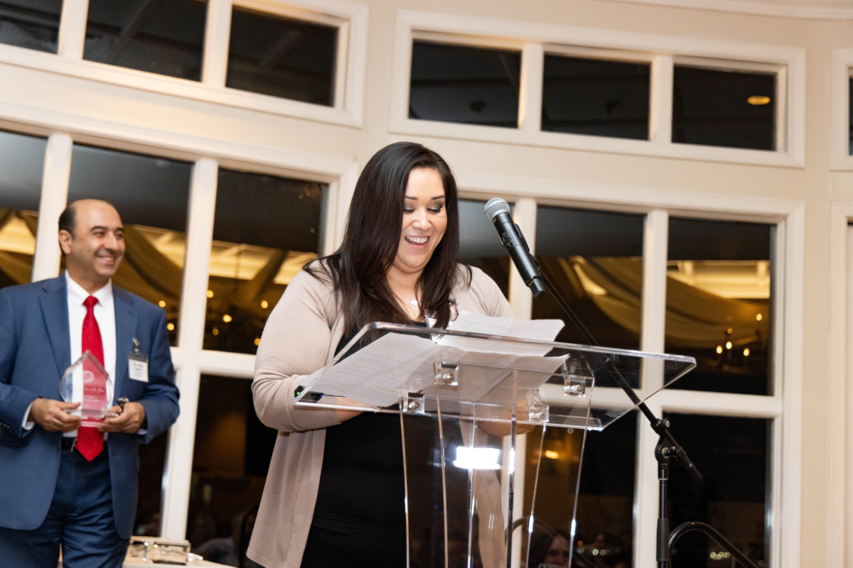 Clarissa Padilla, Chief Nursing Officer at Aliso Ridge Behavioral Health, accepting the Hiring Partner of the Year Award